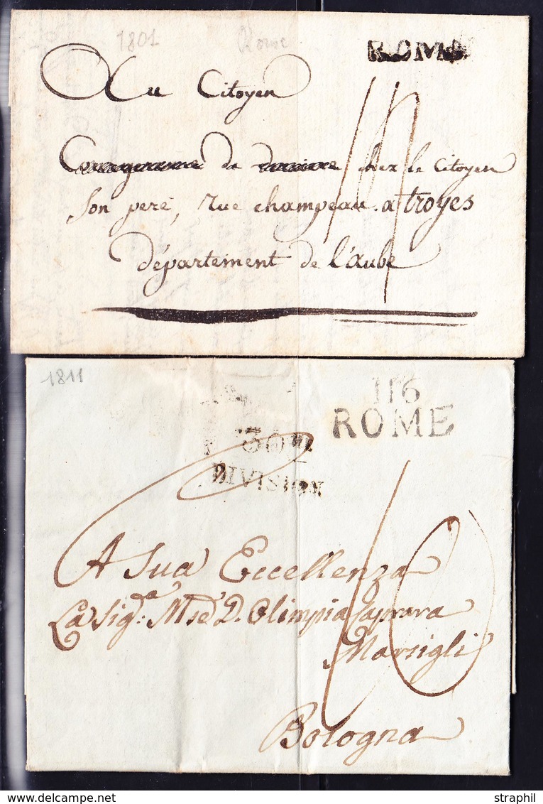 LAC DEPARTEMENTS CONQUIS - LAC - ROME + 116 ROME - 2 Plis - Période 1801, 1811 - Pr Bologne (Italie), Troyes - B/TB - 1801-1848: Precursors XIX