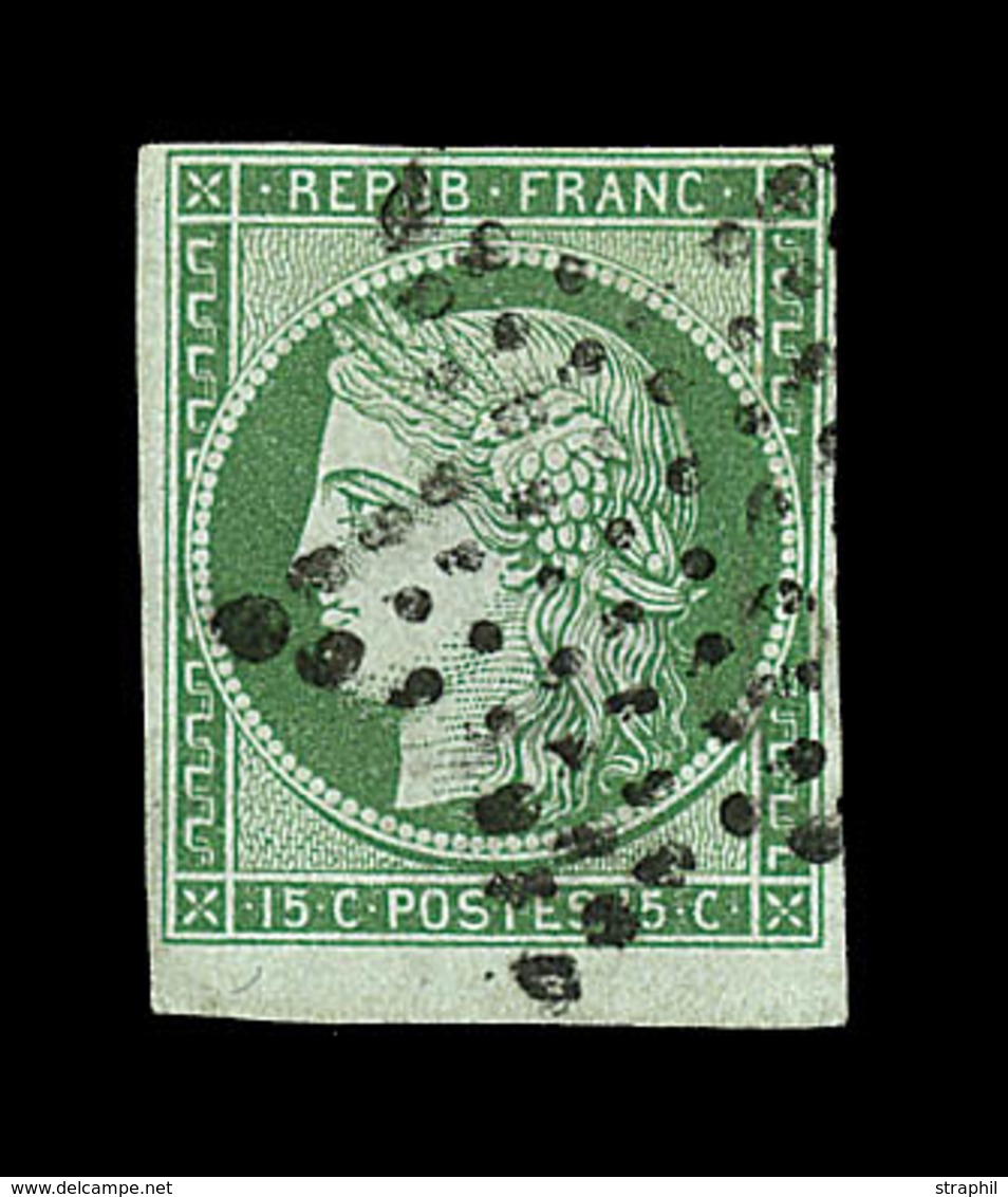 O EMISSION CERES 1849 - O - N°2 - 15c Vert - Obl étoile Muette - BdF - Signé Calves  - TB - 1849-1850 Ceres