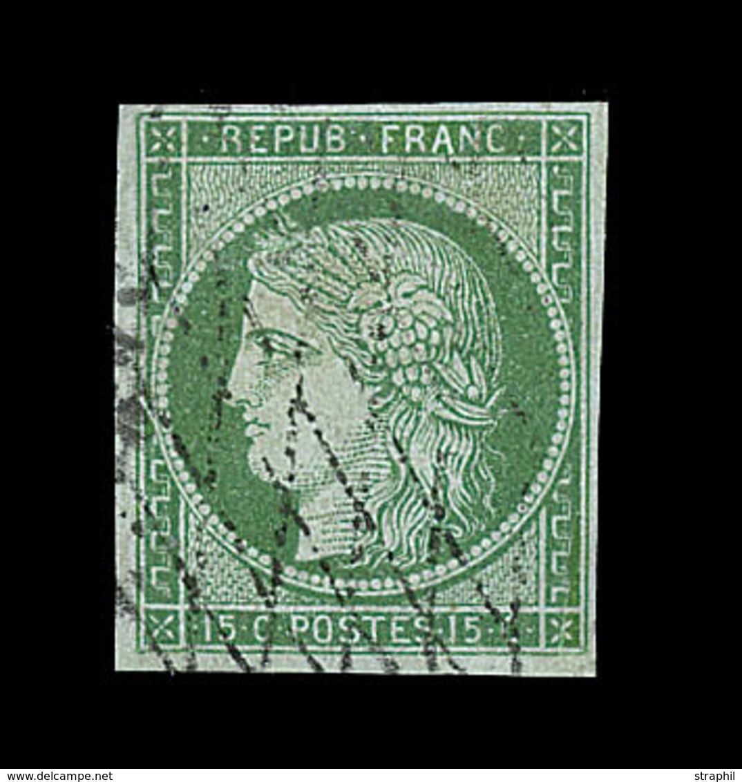 O EMISSION CERES 1849 - O - N°2 - 15c Vert - Obl. Grille Sans Fin - TB - 1849-1850 Cérès