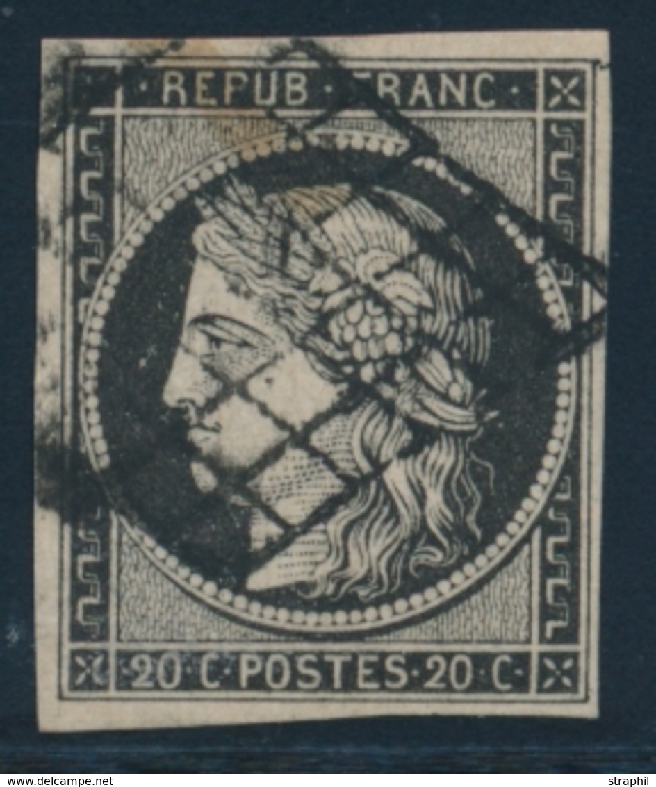 O EMISSION CERES 1849 - O - N°3a - 20c Noir S/blanc - TB - 1849-1850 Ceres