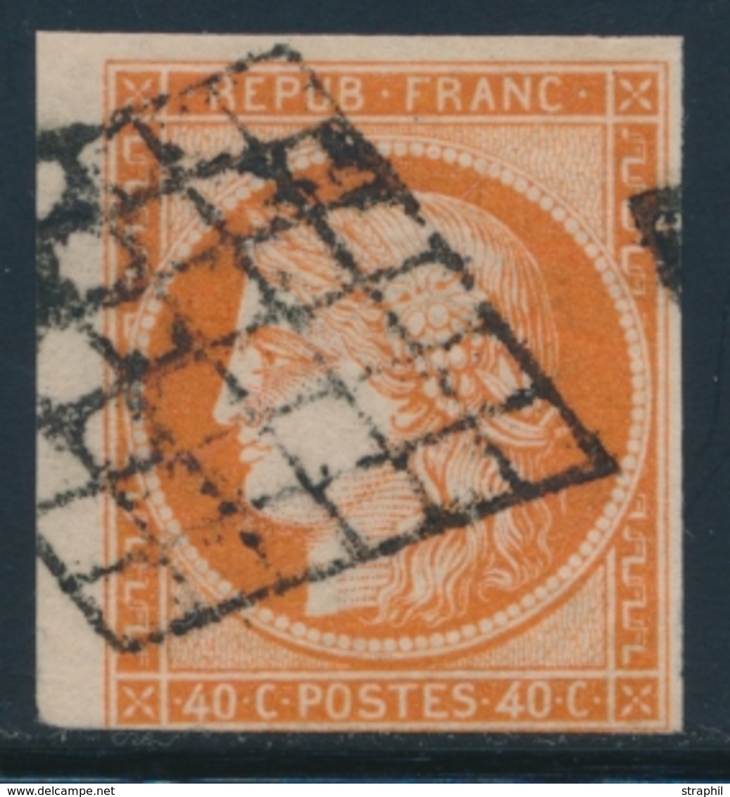 O EMISSION CERES 1849 - O - N°5 - BdF - Obl. Grille - Filet Inf. éffleuré - - 1849-1850 Ceres