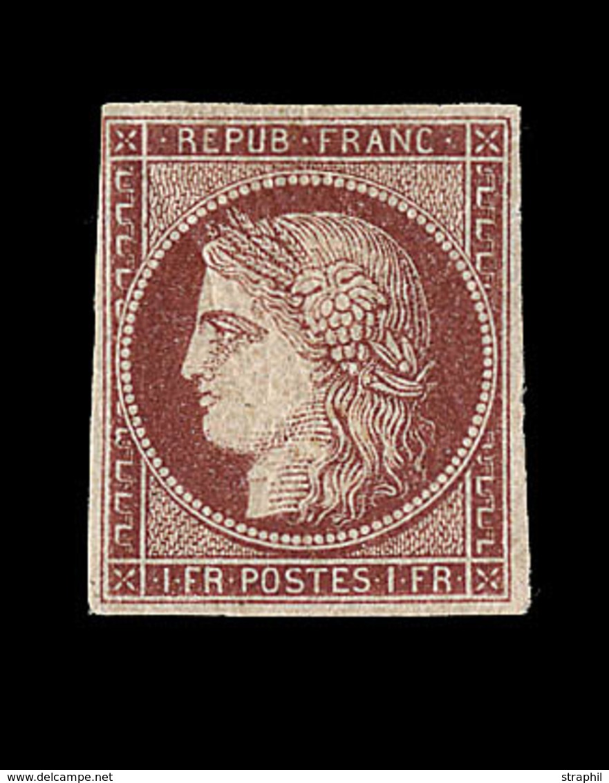 * EMISSION CERES 1849 - * - N°6B - 1F Carmin Brun - Certif. CERES - TB - 1849-1850 Cérès