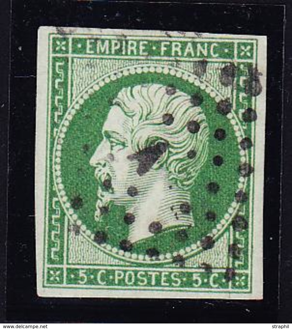 O NAPOLEON NON DENTELE - O - N°12b - Vert Foncé - Signé Calves - TB - 1853-1860 Napoleon III