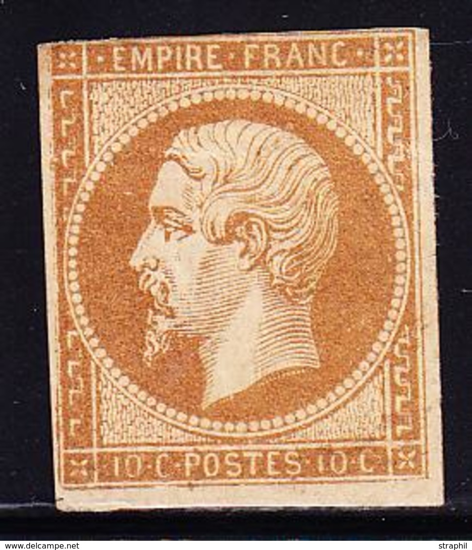 * NAPOLEON NON DENTELE - * - N°13A -10c Brun - 1 Filet Sup. Touché - 1853-1860 Napoleon III