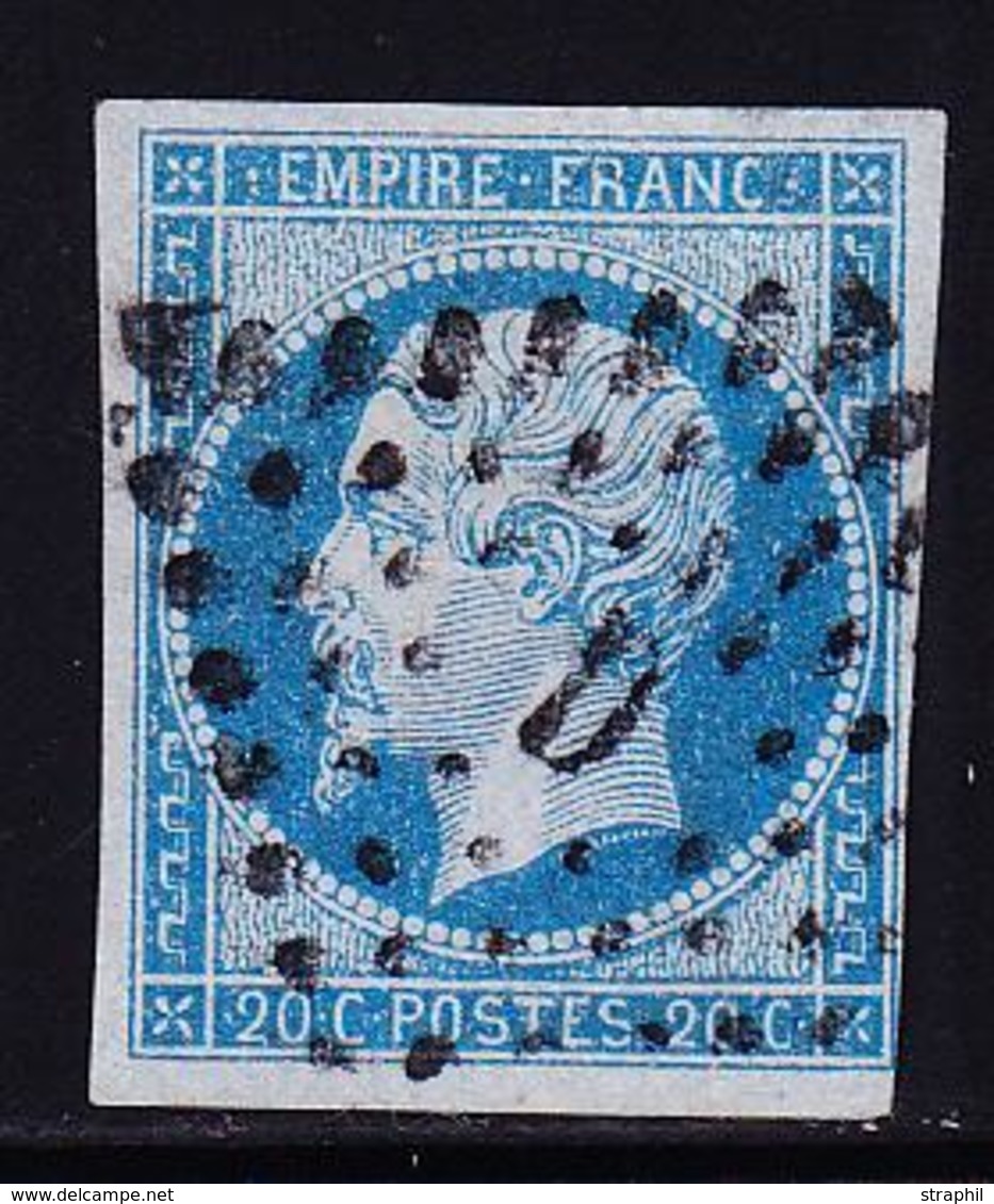 O NAPOLEON NON DENTELE - O - N°14Ae - Bleu S/lilas - Obl. Los  "D"- TB - 1853-1860 Napoléon III.