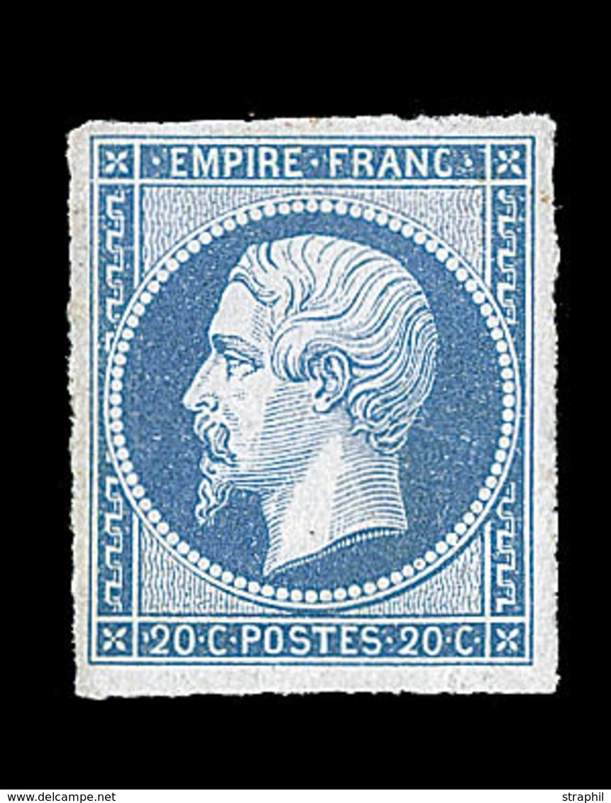 (*) NAPOLEON NON DENTELE - (*) - N°14Ak - 20c Bleu - Tirage Art & Métier - Signé Calves - TB - 1853-1860 Napoléon III