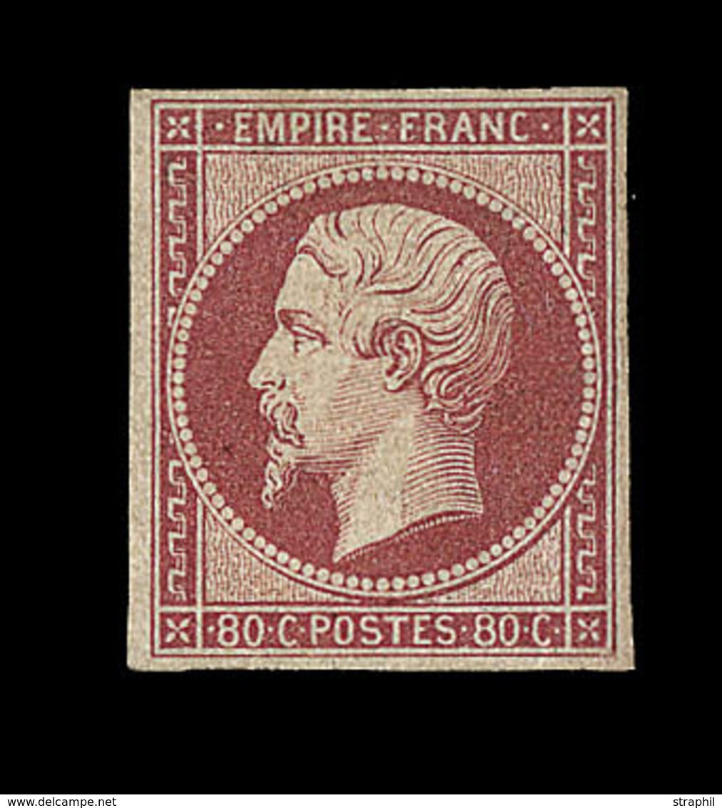 * NAPOLEON NON DENTELE - * - N°17A - 80c Carmin - Signé A. Brun - TB - 1853-1860 Napoleon III