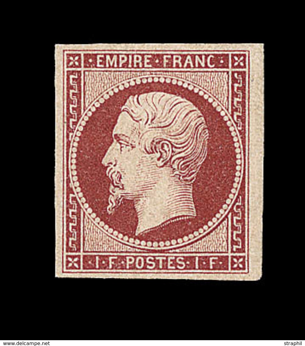 * NAPOLEON NON DENTELE - * - N°18 - 1F Carmin - Frais - Signé Brun - TB - 1853-1860 Napoleon III