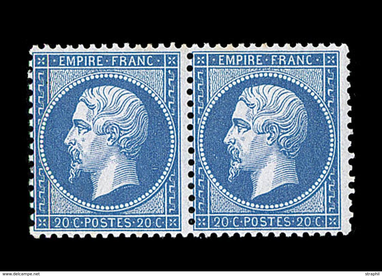 * NAPOLEON DENTELE - * - N°22 - 20c Bleu - Paire - Charn. Lég. - Belle Gomme - TB - 1862 Napoleon III