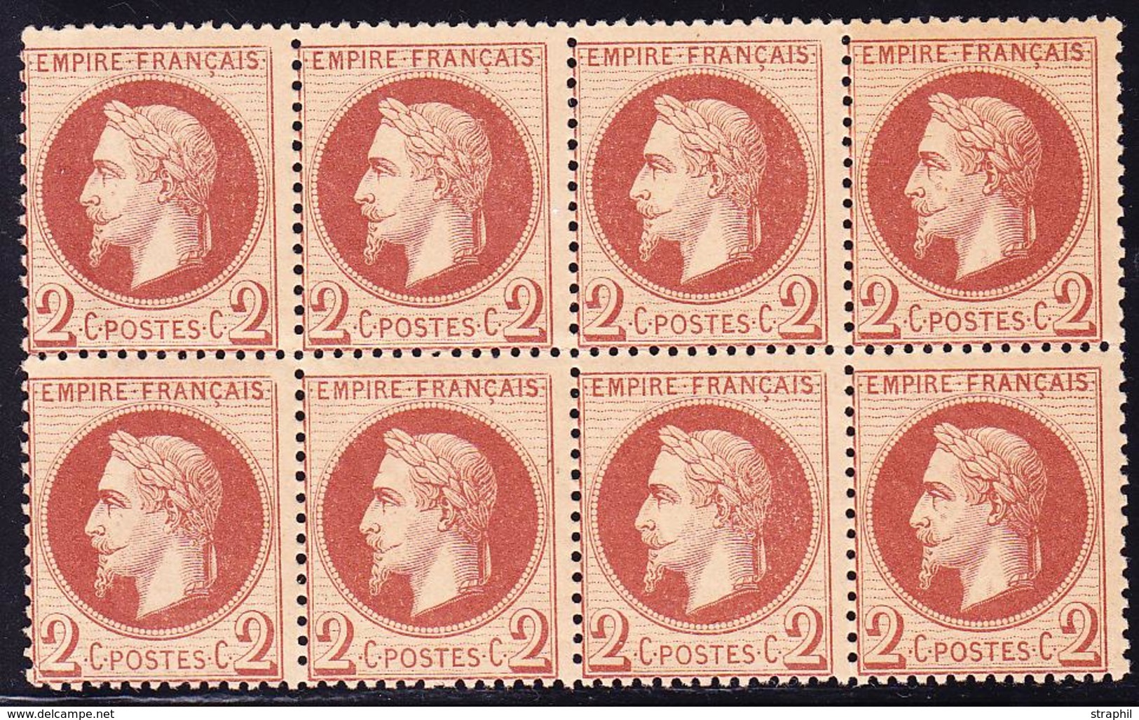 ** NAPOLEON LAURE - ** - N°26 - 2c Rouge Brun - Bloc De 8 - TB - 1863-1870 Napoleon III With Laurels