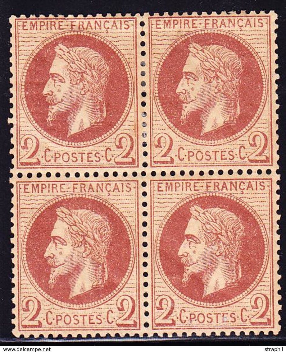 **/* NAPOLEON LAURE - **/* - N°26A - Bloc De 4 - 2 Ex ** - TB - 1863-1870 Napoléon III Lauré