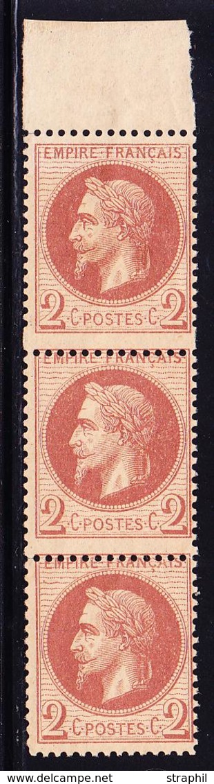 **/* NAPOLEON LAURE - **/* - N°26A - Bde De 3 Verticale - BDF - Signé - 1 Ex ** - B/TB - 1863-1870 Napoleon III With Laurels