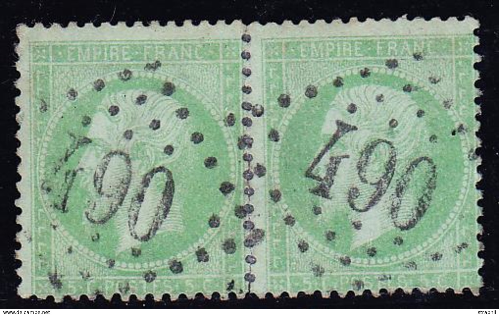 O NAPOLEON LAURE - O - N°35 - Paire Consolidée - Obl. GC 490 - TB - 1863-1870 Napoleon III With Laurels