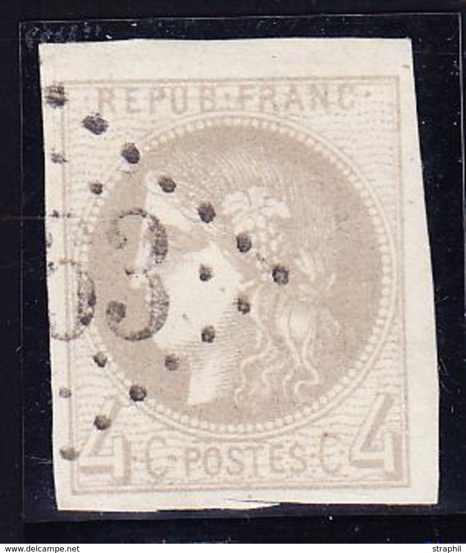 O EMISSION DE BORDEAUX  - O - N°41B - 4c Gris R2- TB - 1870 Bordeaux Printing