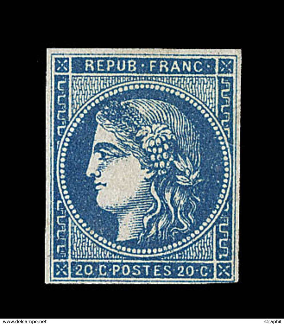 * EMISSION DE BORDEAUX  - * - N°45Ba -  20c Bleu Foncé - Report 2 - Signé Calves/Thiaude - TB - 1870 Ausgabe Bordeaux