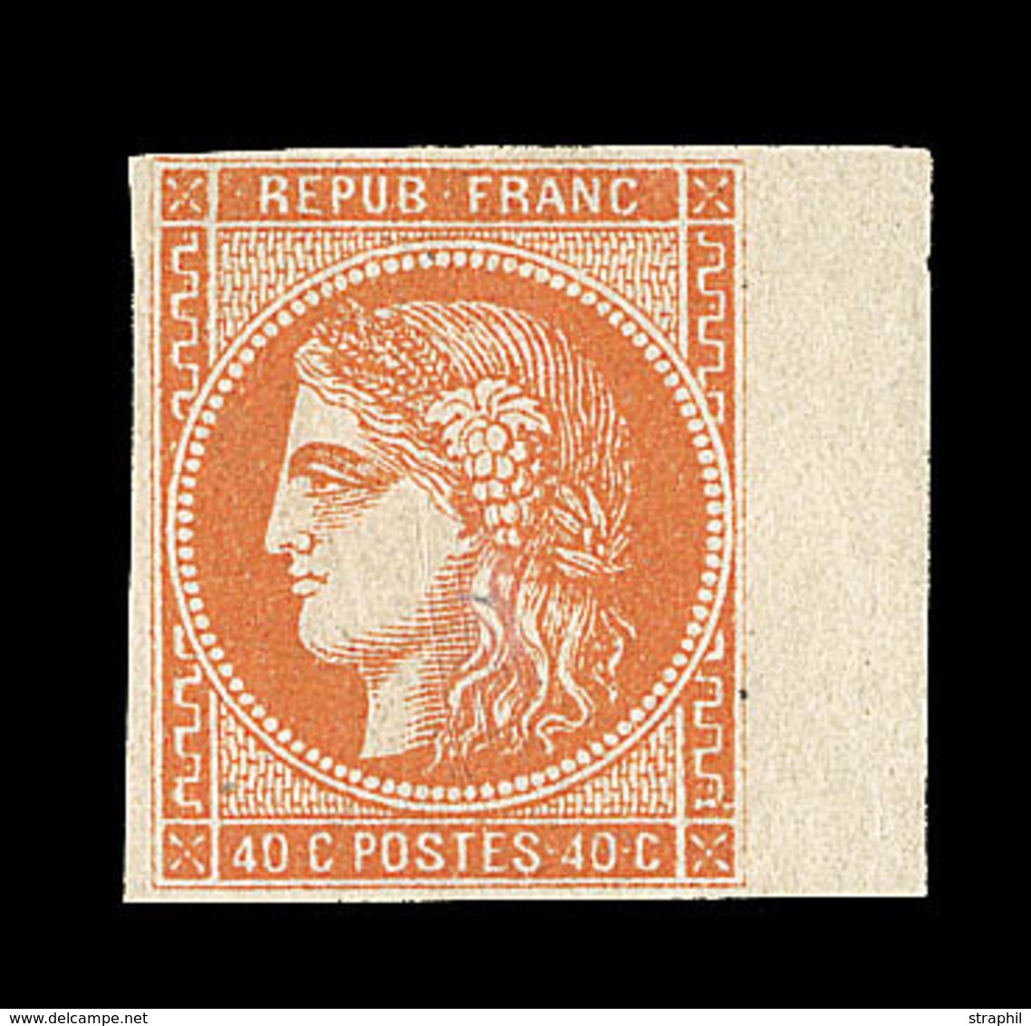 * EMISSION DE BORDEAUX  - * - N°48a - 40c Orange Vif - BDF - Signé Baudot - TB - 1870 Bordeaux Printing