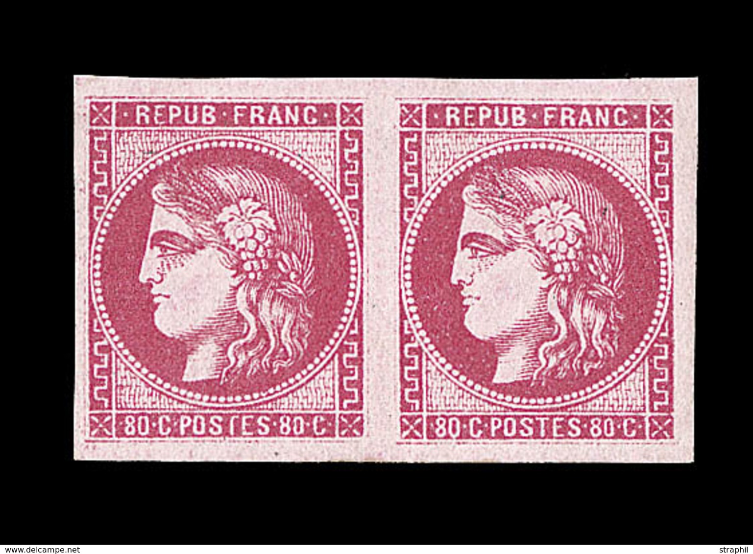 ** EMISSION DE BORDEAUX  - ** - N°49 - 80c Rose - Paire - SUP - 1870 Emission De Bordeaux