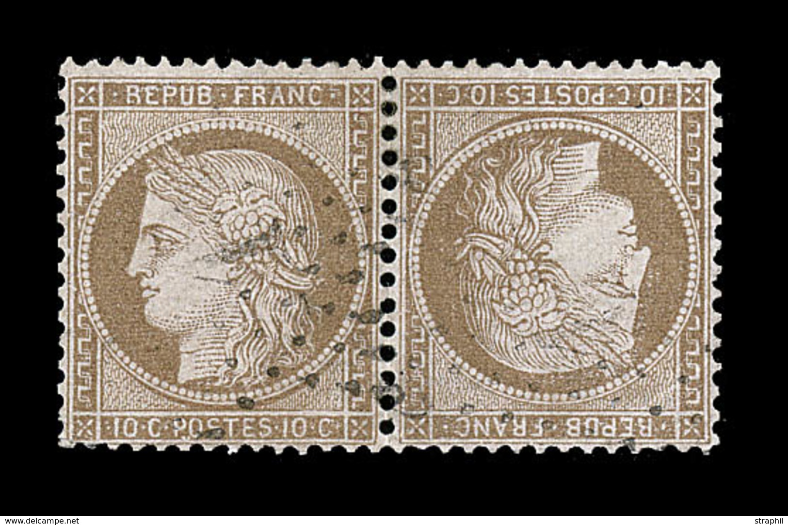 O CERES III ème REPUBLIQUE - O - N°58c - Tête Bêche - Signé A. Brun - TB - 1871-1875 Ceres