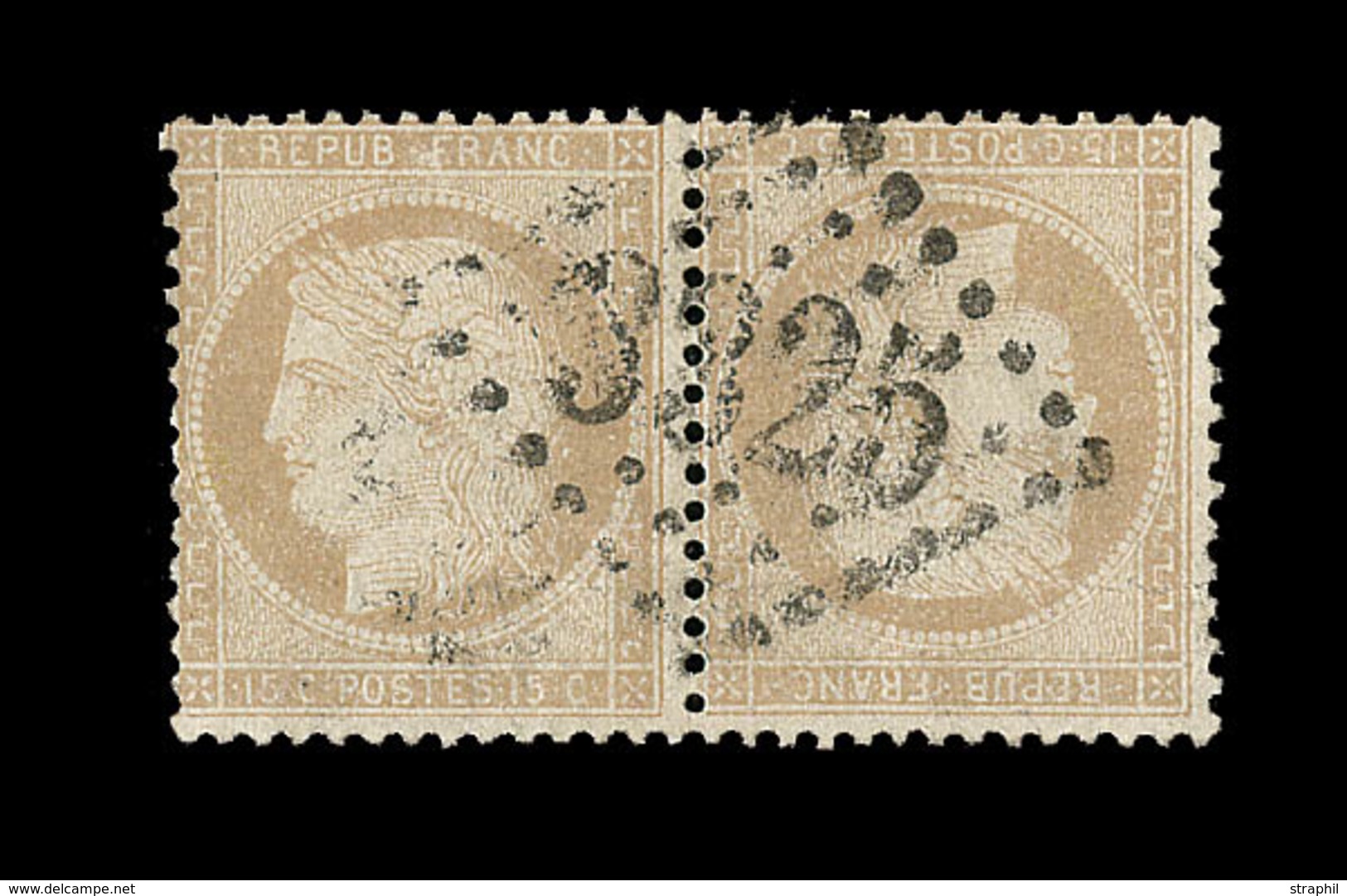 O CERES III ème REPUBLIQUE - O - N°59d - Tête Bêche - Obl. GC 3325 - Signé J.F. Brun - TB - 1871-1875 Ceres