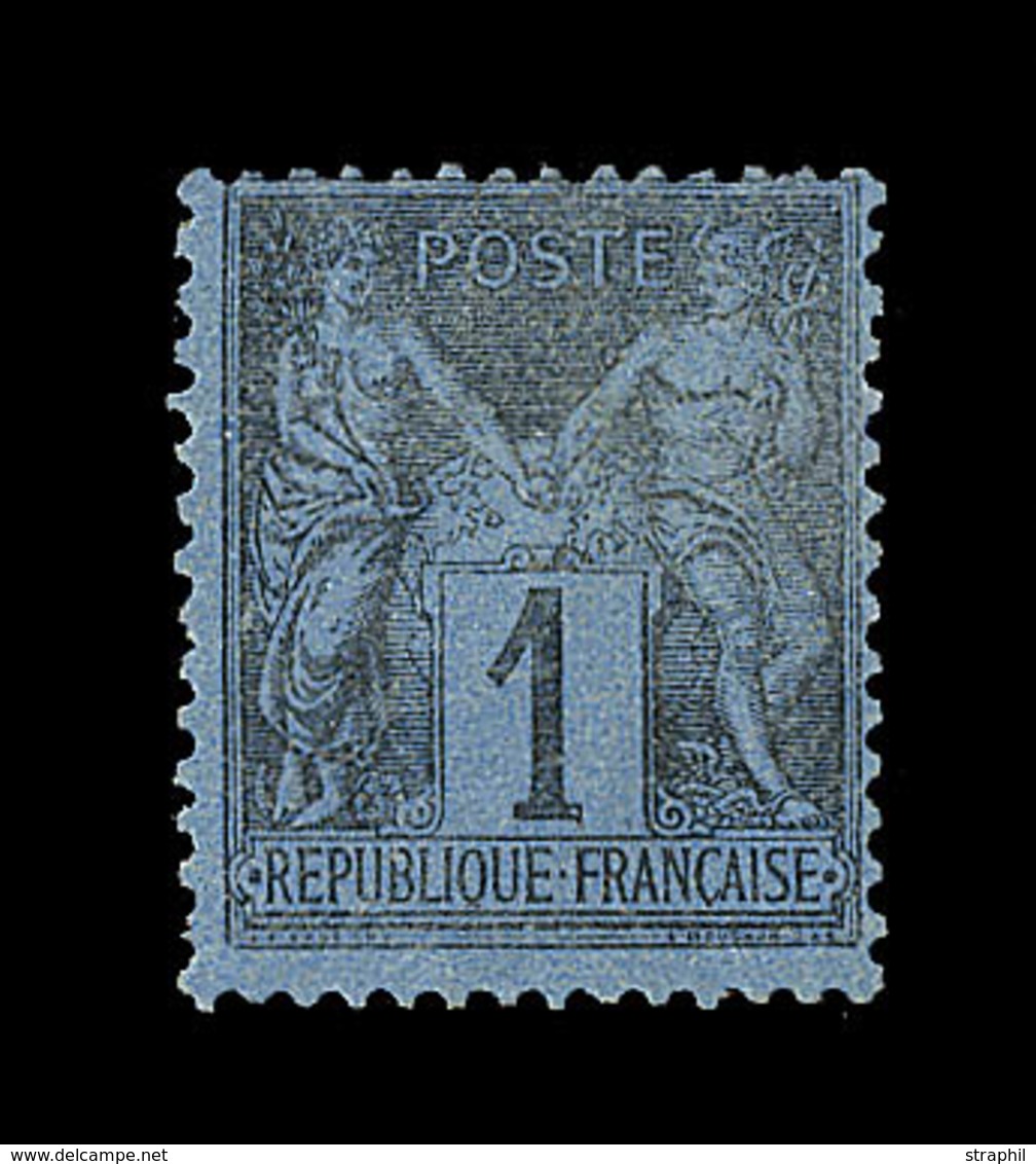 * TYPE SAGE - * - N°84 - 1c Noir S/Bleu De Prusse - Forte Charnière - Certificat Scheller - TB - 1876-1878 Sage (Type I)