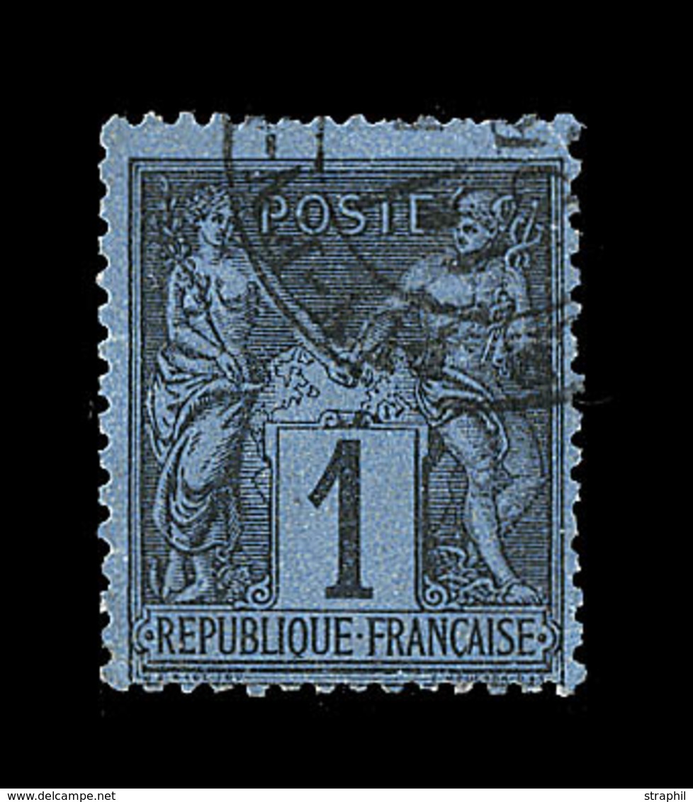 O TYPE SAGE - O - N°84 - Bleu De Prusse - Obl. - Légère Froiss. Horiz.- Certif. Scheller - 1876-1878 Sage (Type I)