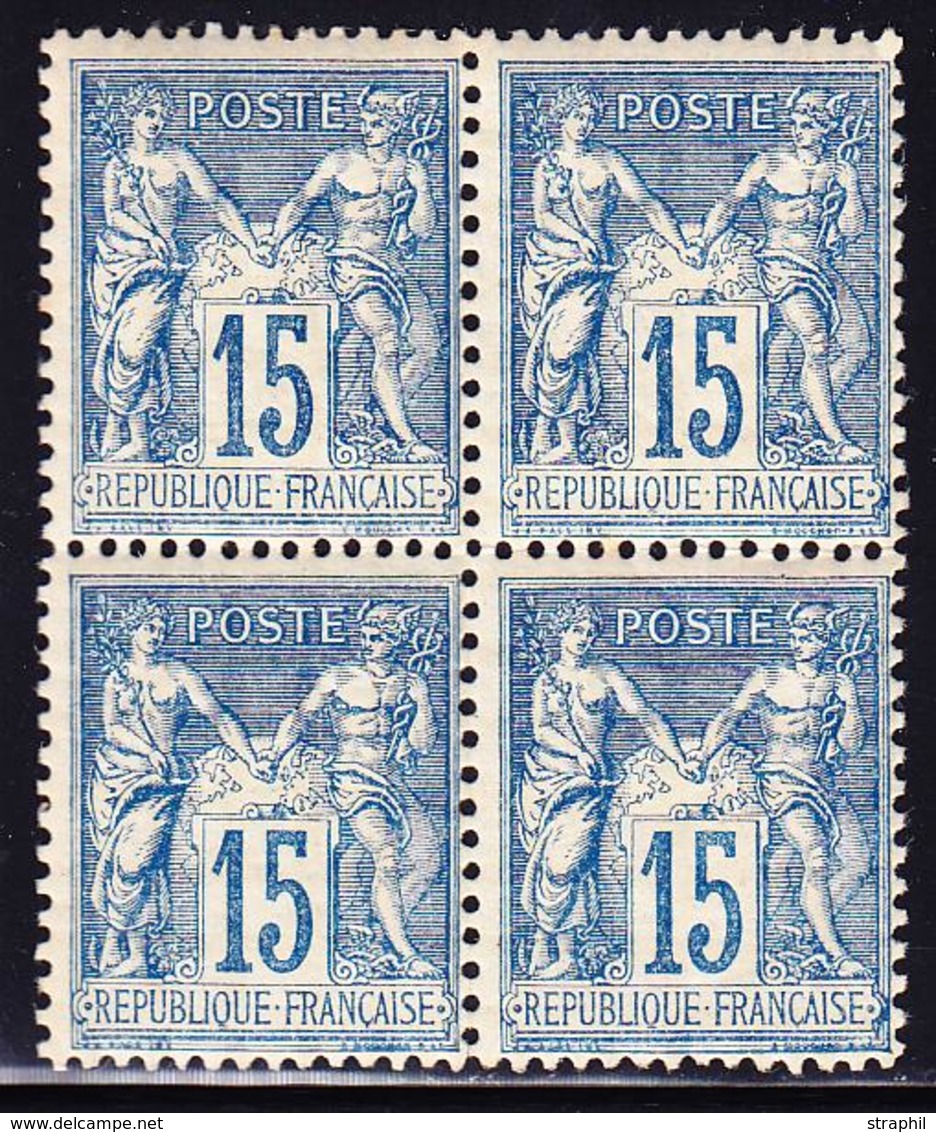 ** TYPE SAGE - ** - N°101 - 15c Bleu Papier Quadrillé - TB - 1876-1878 Sage (Type I)