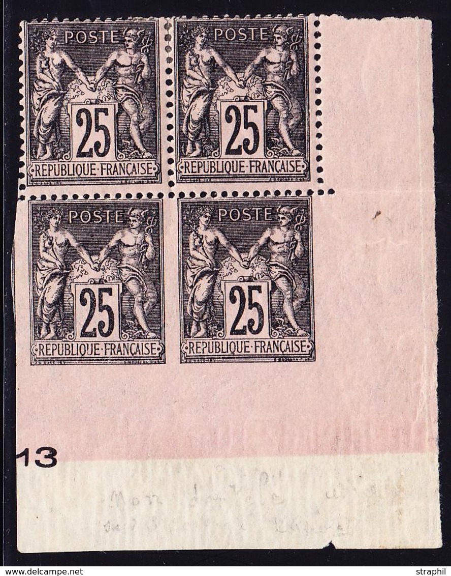 * VARIETES SUR CLASSIQUES - * - N°97 - 25c Noir Sur Rose - Bloc De 4 - Cdf - 2 Ex. N.D Accidentel - - 1 Ex. Normal Clair - Non Classés