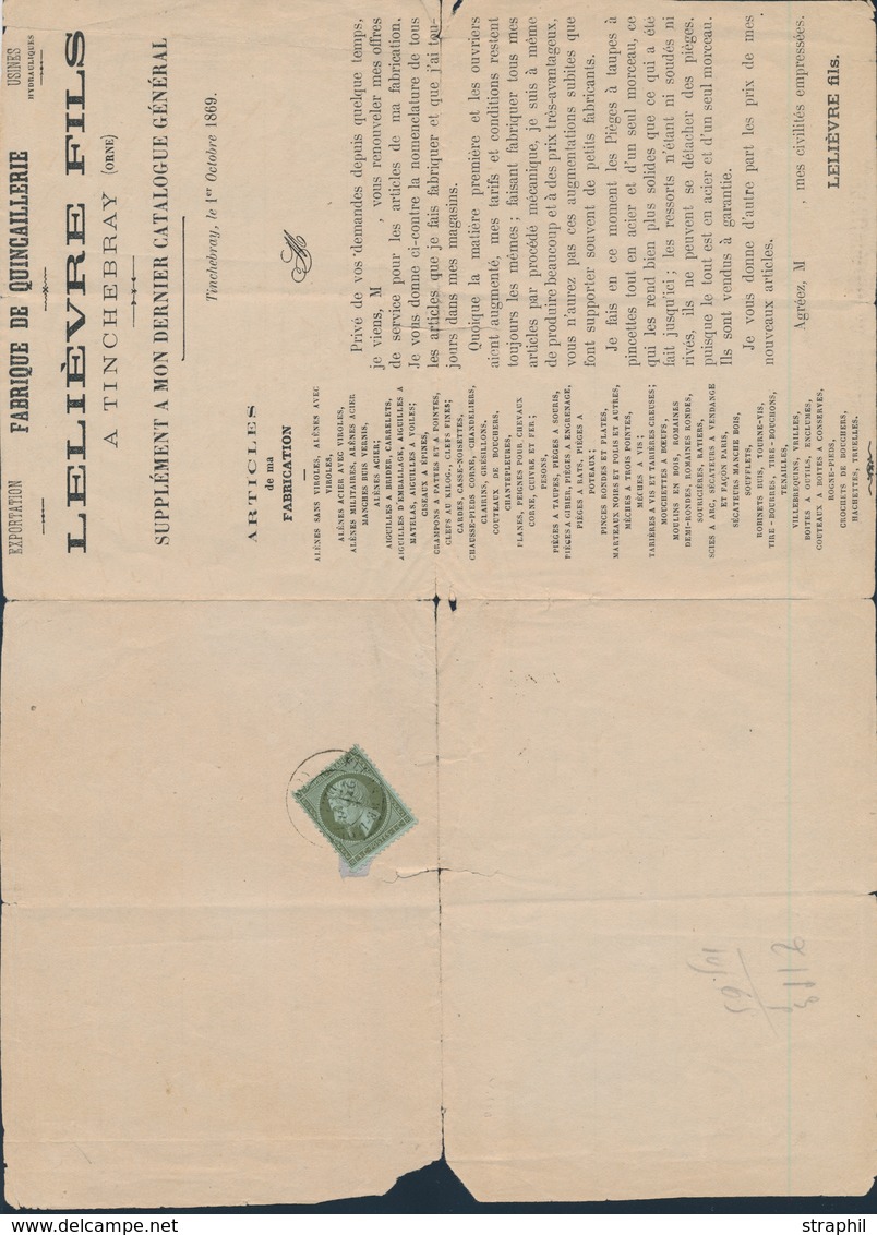 LAC Emission Napoléon  Dentelé Sur Lettre - LAC - N°19 - Obl. Fleis De L'Orne - 6/12/67 - S/doc De TINCHEBRAY - B/TB - 1849-1876: Classic Period