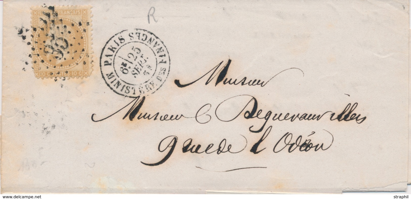 LAC ÉMISSION EMPIRE LAURE Sur Lettre - LAC - N°28 - Obl. étoile 35 - Paris /Ministère Des Finances - 25/9/68 - B/TB - 1849-1876: Classic Period