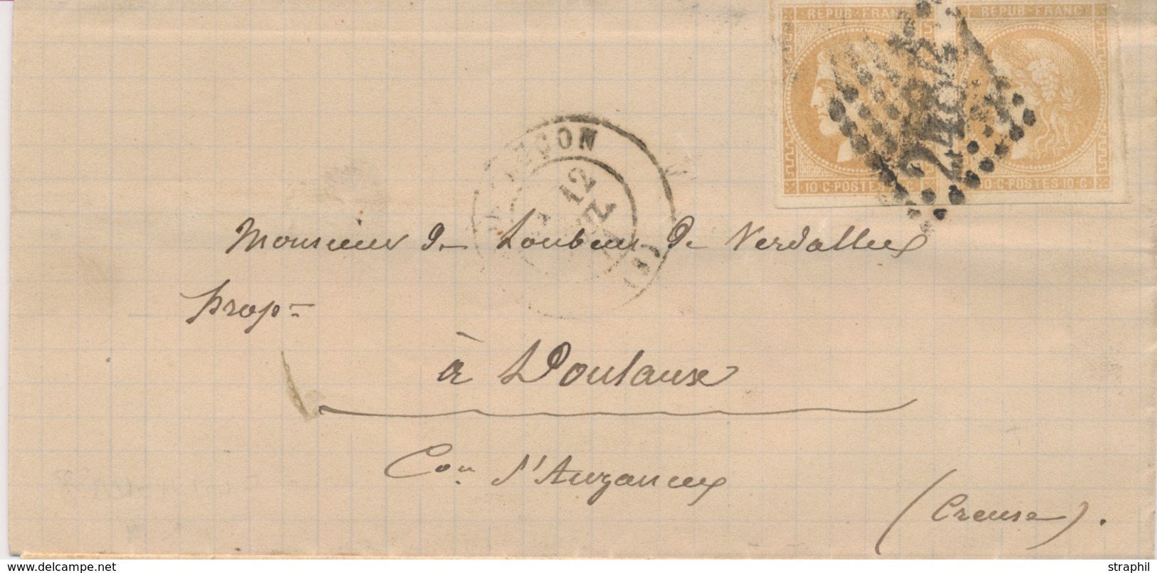 LAC Emission De BORDEAUX S/Lettre - LAC - N°43A - Paire - Obl. GC 2484 - ALENCON - 12/4/71 - B/TB - 1849-1876: Classic Period