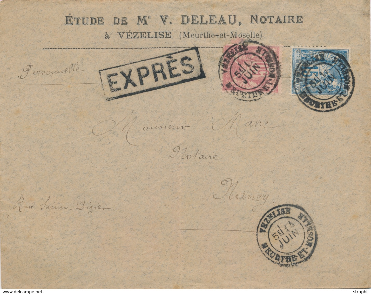 L Emission TYPE SAGE Sur Lettre - L - N°90, 98 - Obl. VEZELISE T18 - Du 14 Juin - Sans Millésime - S/env. EXPRESS. - TB - 1849-1876: Période Classique