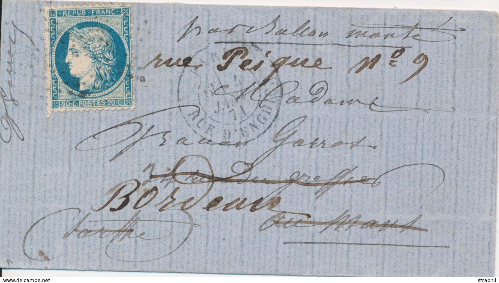 LAC BALLONS MONTES - LAC - Le DUQUESNE - LMM Du 4.1.71 - Etoile 4 Sur N°37 - Càd R. D'ENGHIEN Pour LE MANS (sans Date) R - Guerre De 1870