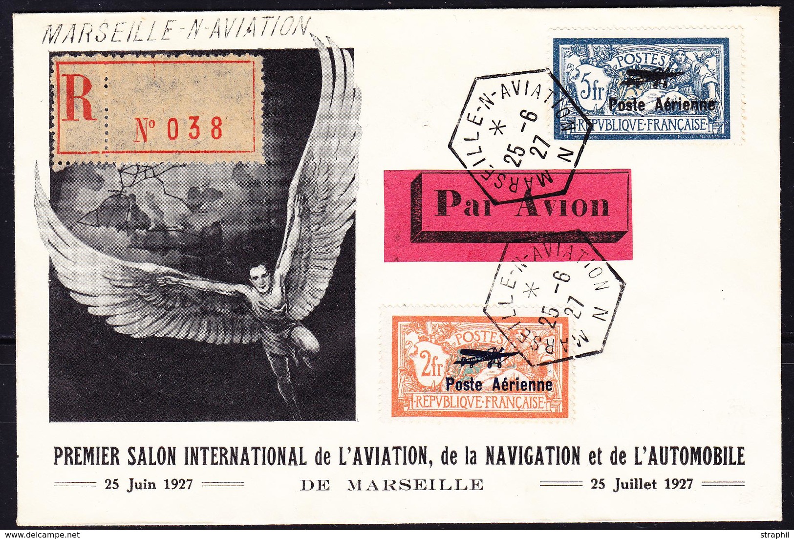 L POSTE AERIENNE - L - N°1/2 - S/env Expo - Càd MARSEILLE 25/6/27 - TB - 1927-1959 Ungebraucht