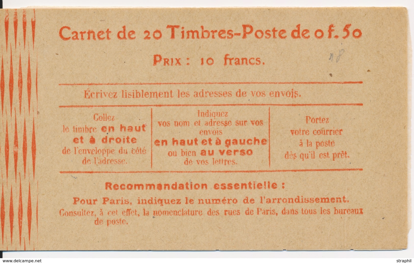 ** CARNETS ANCIENS - ** - N°199 C48 - Inscriptions Postales S/couverture - 1° Et 4° Page - TB - Other & Unclassified