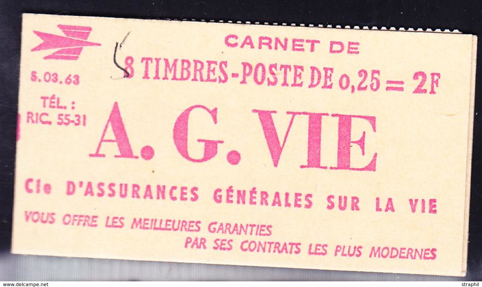 ** CARNETS ANCIENS - ** - N°1263 C1 - Série .03.63 - 0,25 Decaris - Pub AG VIE - TB - Autres & Non Classés