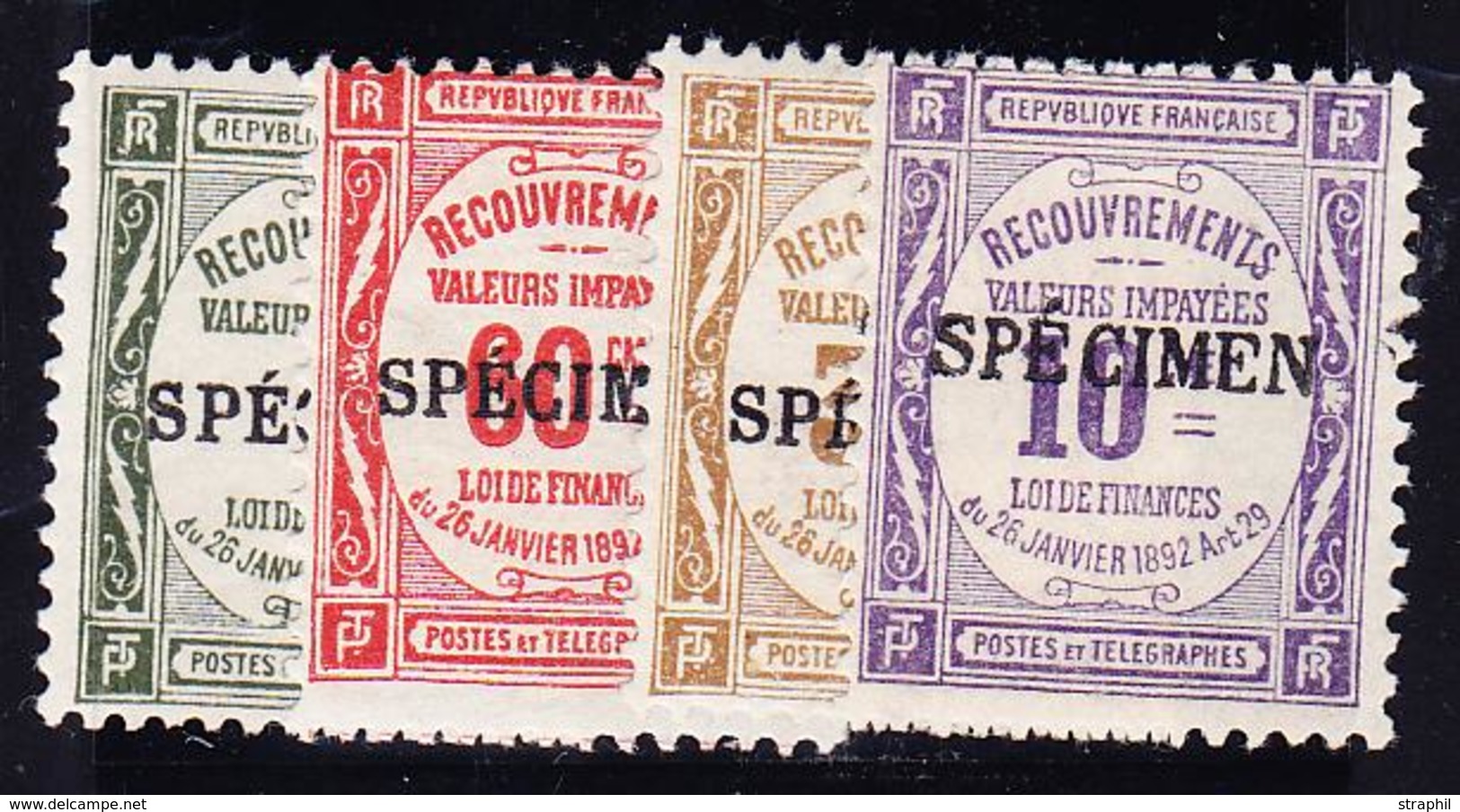 * COURS D'INSTRUCTION - TIMBRES TAXE - * - N°43/44, 46, 48, SPECIMEN - TB - Cours D'Instruction