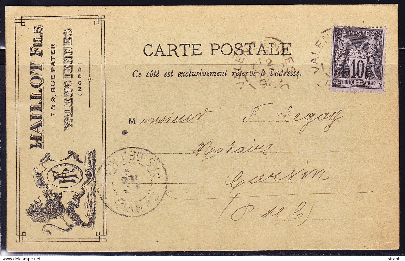 EP ENTIERS POSTAUX - EP - N°89 S/CP Repiquage Privé - "HALLIOT Fils " De Valenciennes - 2/12/92 - TB - Cartes-lettres