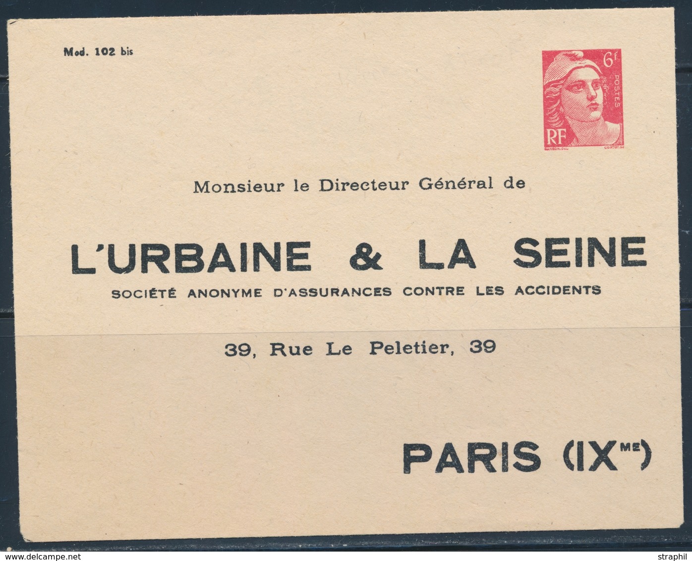 EP ENTIERS POSTAUX (Réf. STORCH) - EP - GAN 1b - 6F Rouge - Env. Privée - N°I 1b - L'Urbaine & La Seine - TB - Cartes-lettres