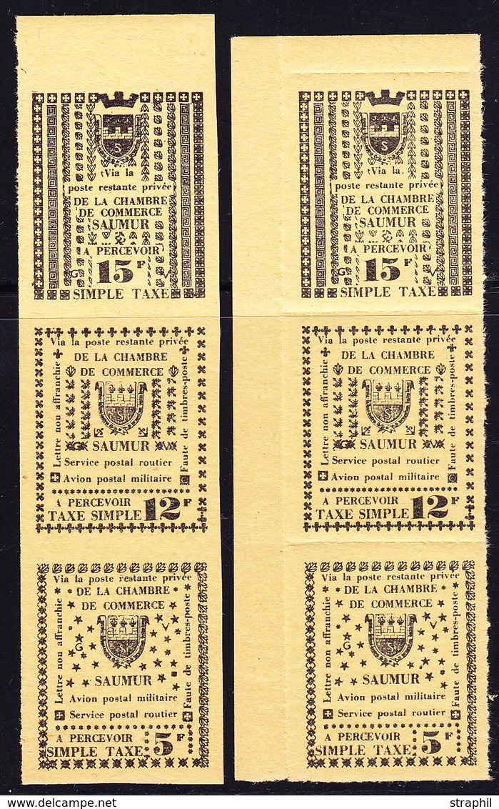 ** TIMBRES DE GREVE - ** - N°4/6 - SAUMUR - 2 Bdes De 3 - Dent. Et ND - TB - Other & Unclassified