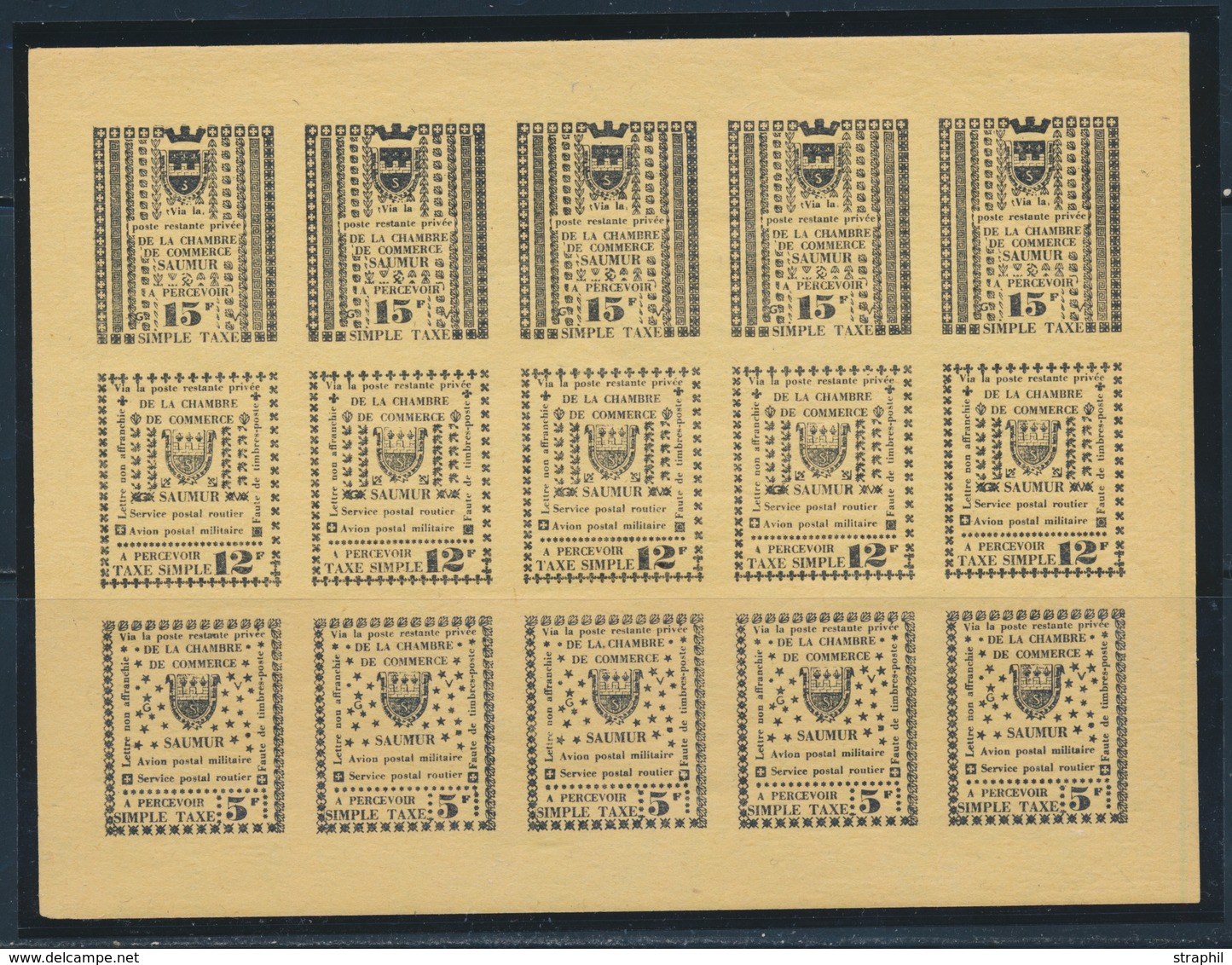 ** TIMBRES DE GREVE (REF. MAURY) - ** - N°4/5/6 - S/feuillet De 15 Val. (3x5) - TB - Other & Unclassified