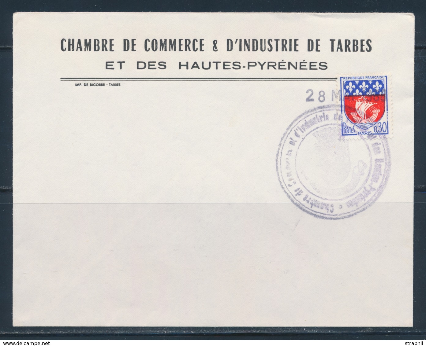 L TIMBRES DE GREVE (REF. MAURY) - L - Pli De La Chbre De Comm. De TARBES - Afft N°1354B - Obl Gd Cachet -  28 Mai 1968 - - Other & Unclassified