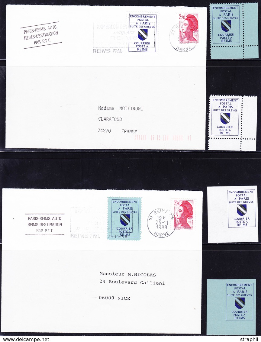 ** TIMBRES DE GREVE (REF. MAURY) - ** - N°39/40 Dent. Et On Dent + Les Mêmes S/lettres Av Dept Affranchiss - TB - Other & Unclassified