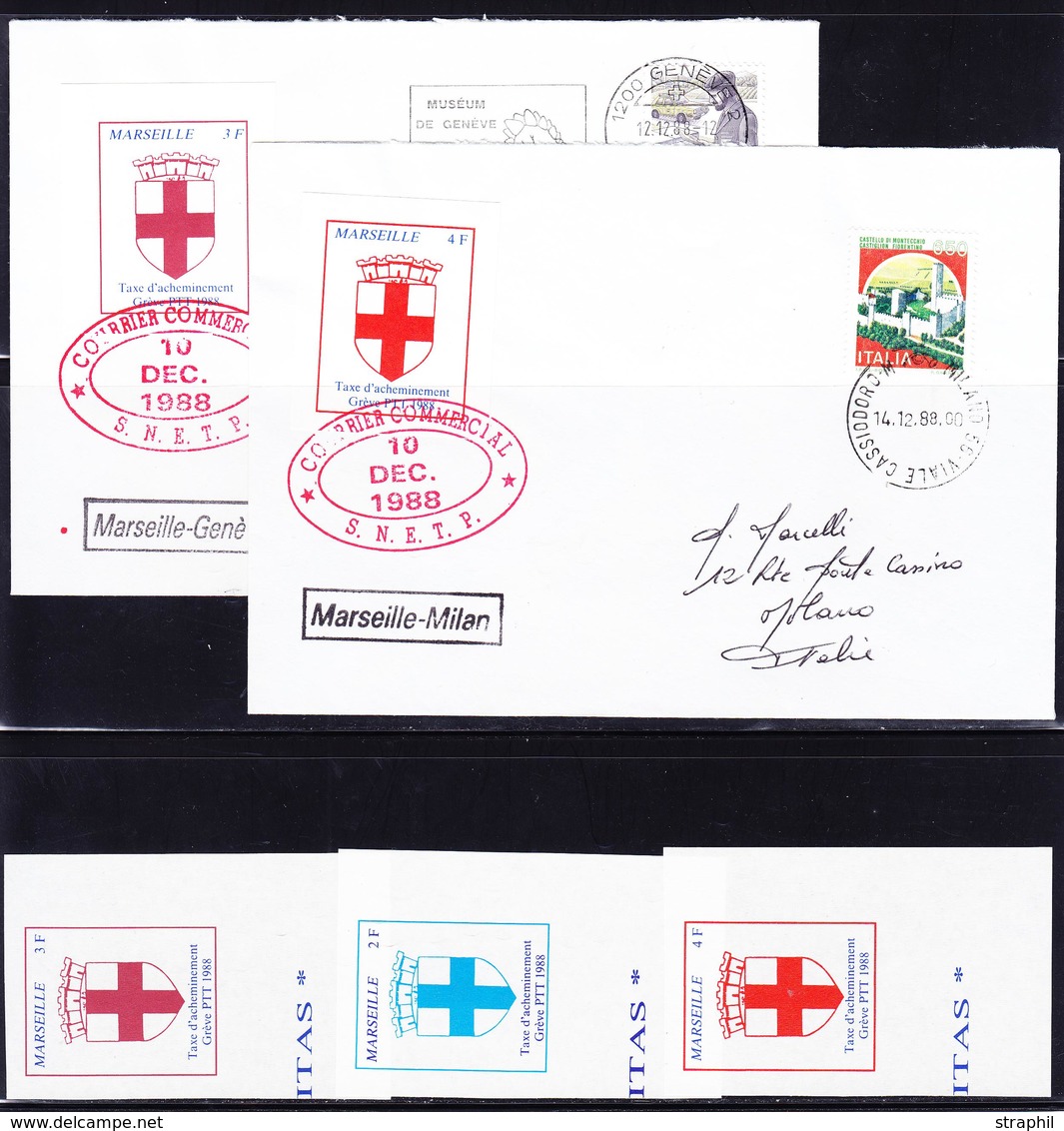 ** TIMBRES DE GREVE (REF. MAURY) - ** - N°44/6 Marseille + 45/6 S/2 Lettres Av Dept Affranch. - TB - Autres & Non Classés