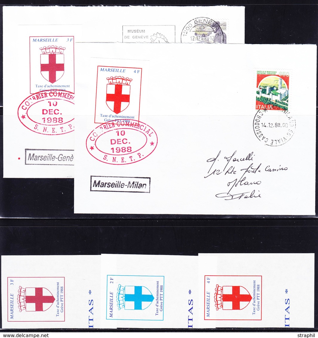 ** TIMBRES DE GREVE (REF. MAURY) - ** - N°44/6 Marseille + 45/6 S/2 Lettres Av Dept Affranch. - TB - Other & Unclassified