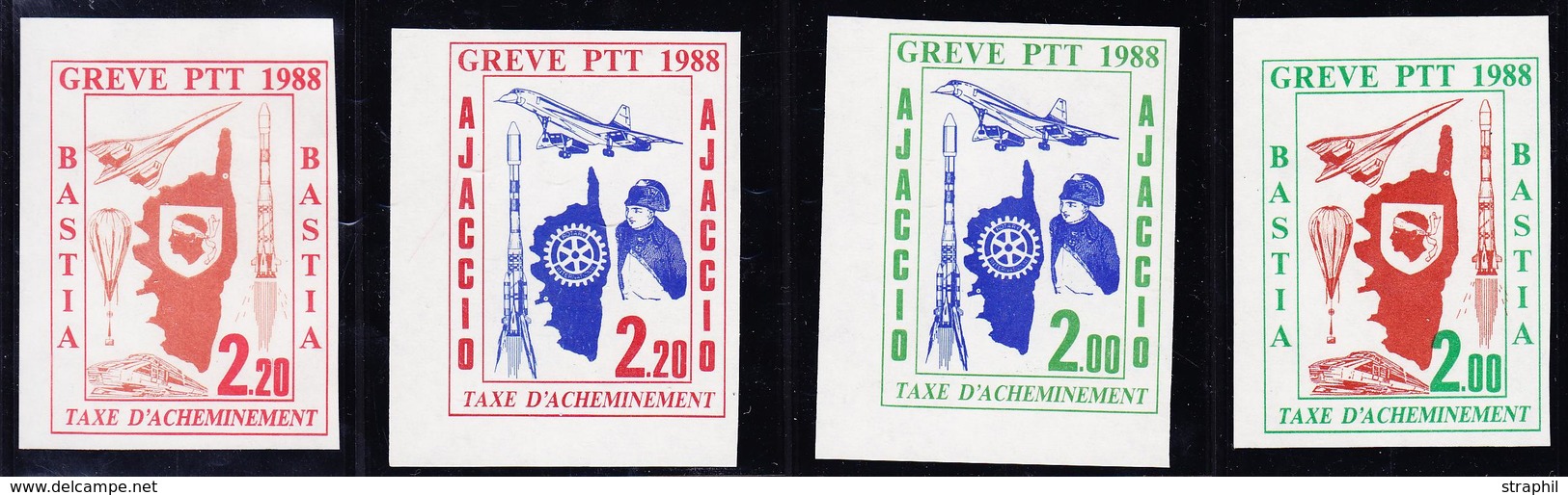 (*) TIMBRES DE GREVE (REF. MAURY) - (*) - BASTIA 1988/AJACCIO 1989 - MAU N°47/50 - ND - Cdf - TB - Autres & Non Classés