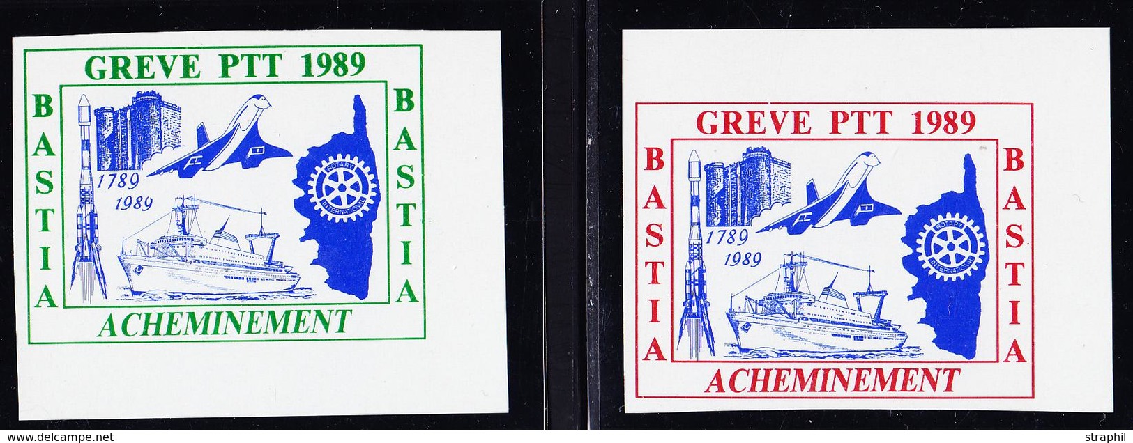 (*) TIMBRES DE GREVE (REF. MAURY) - (*) - BASTIA 1989 - 2 Vignettes Acheminement Non Catalogué - Cdf - TB - Autres & Non Classés