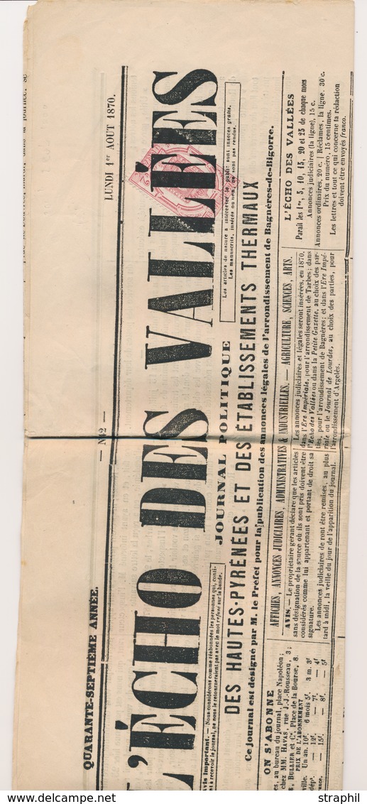 Journ. TIMBRES JOURNAUX - Journ. - N°9 - 2c Rose - Obl. Typo S/journal "L'Echo Des Savanes" - 1/8/70 - TB - Periódicos