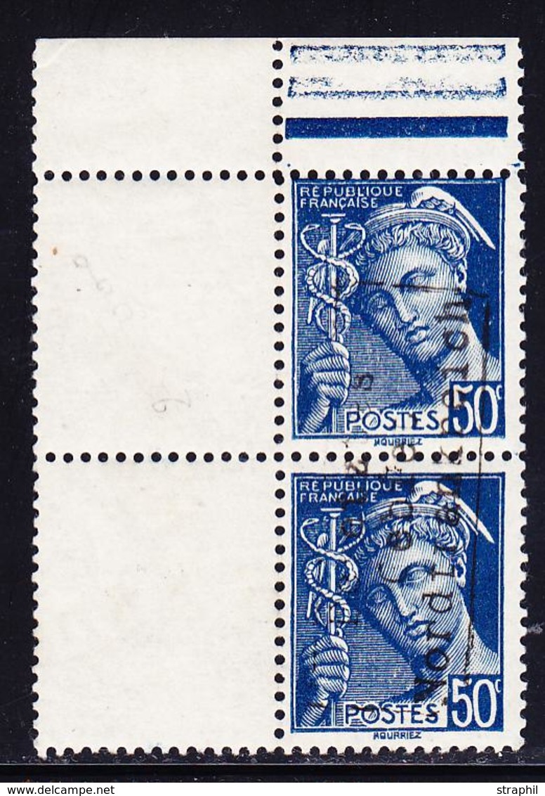 ** TIMBRES DE GUERRE  - ** - N°7 - 50c Bleu - BDF + Interpanneau - Signé A. Brun - TB - War Stamps