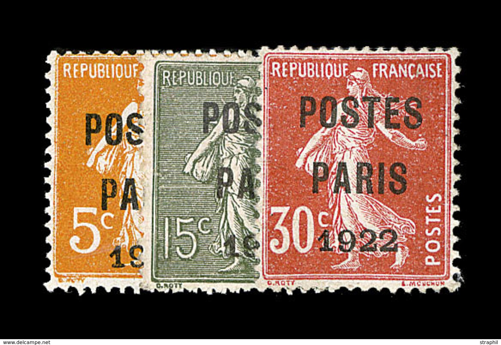 (*) PREOBLITERES - (*) - N°30/32 - 3 Val PARIS 1922 - TB - 1893-1947