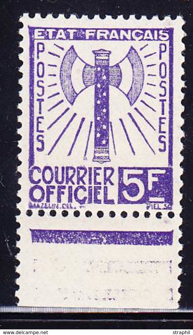 ** TIMBRES DE SERVICE - ** - N°12 - 5F Violet - Bdf - TB - Neufs